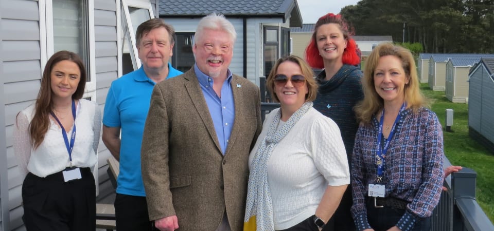 Simon Weston and group at DEBRA Newquay holiday home opening. 