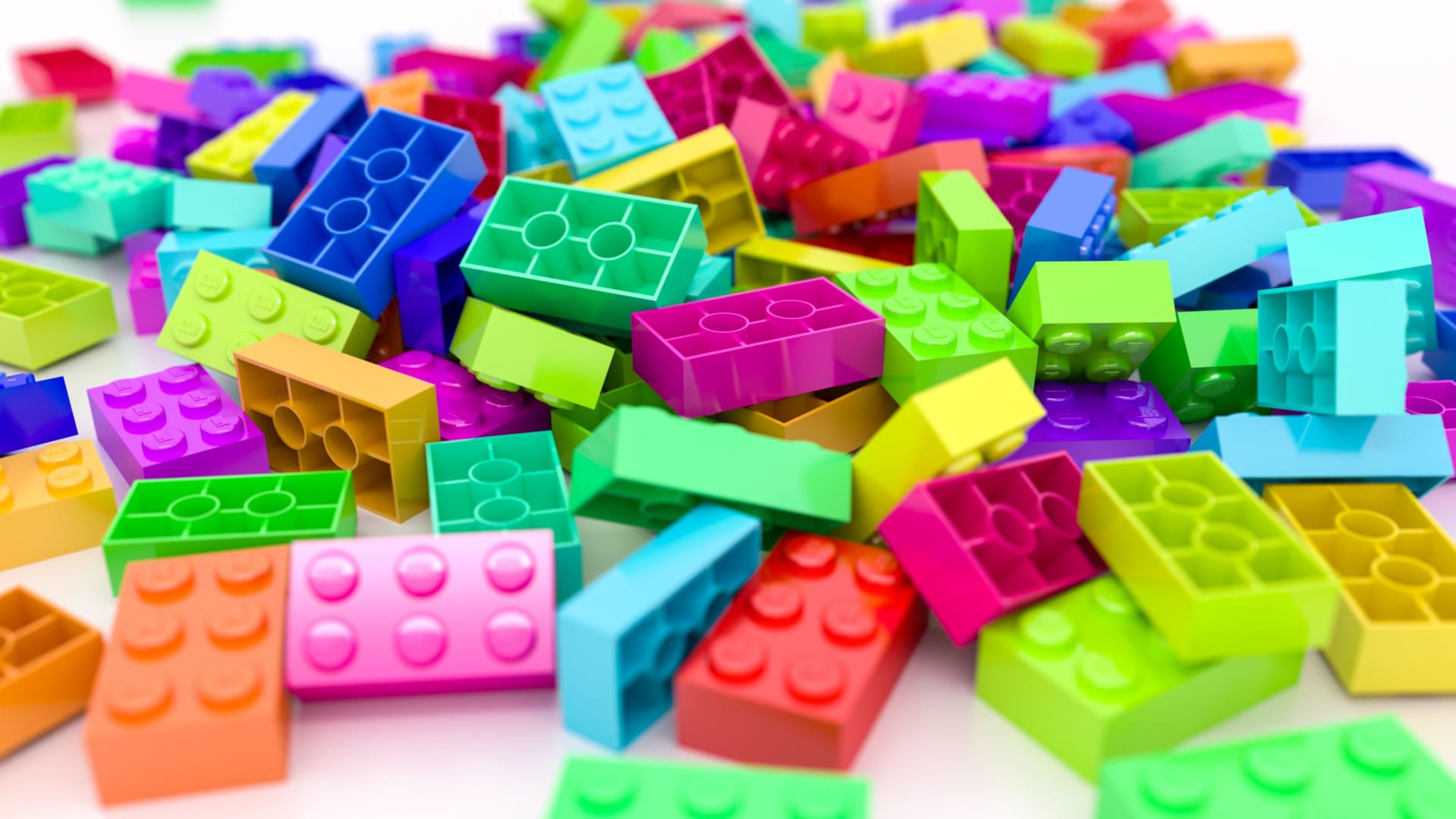Blocks of multi coloured lego