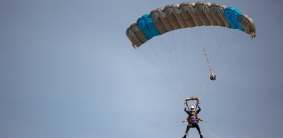 Skydiver with parachute