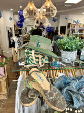 Display of shoes at hats at DEBRA Lightwater